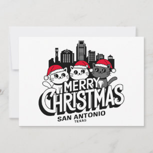 Invitación Ciudad de San Antonio Texas Feliz Navidad Cats Est