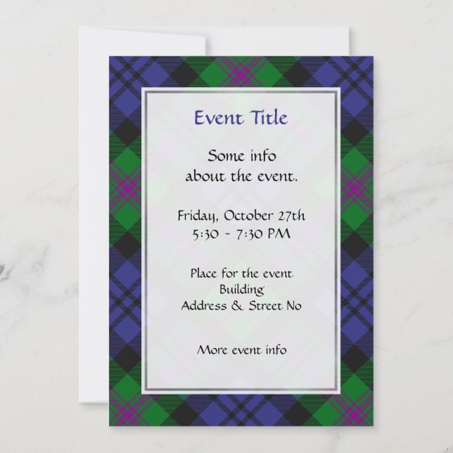 Invitación Clan Baird Tartan (Reverso)
