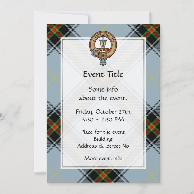 Invitación Clan Bell Escudo sobre Tartán (Anverso)