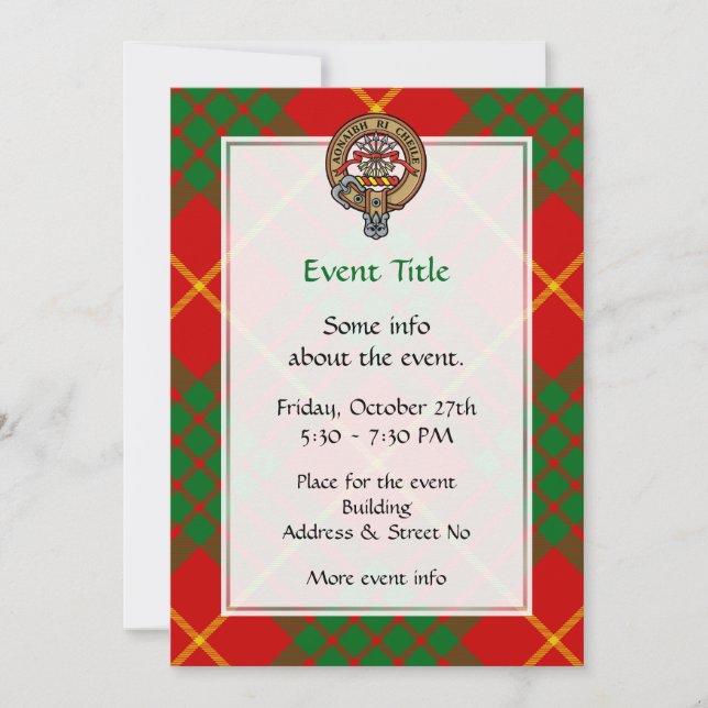 Invitación Clan Cameron Escudo sobre Tartán (Anverso)