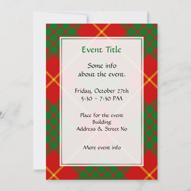 Invitación Clan Cameron Tartan (Reverso)