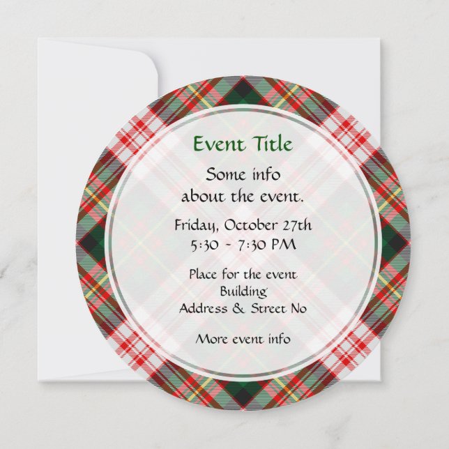 Invitación Clan Carnegie Dress Tartan (Reverso)