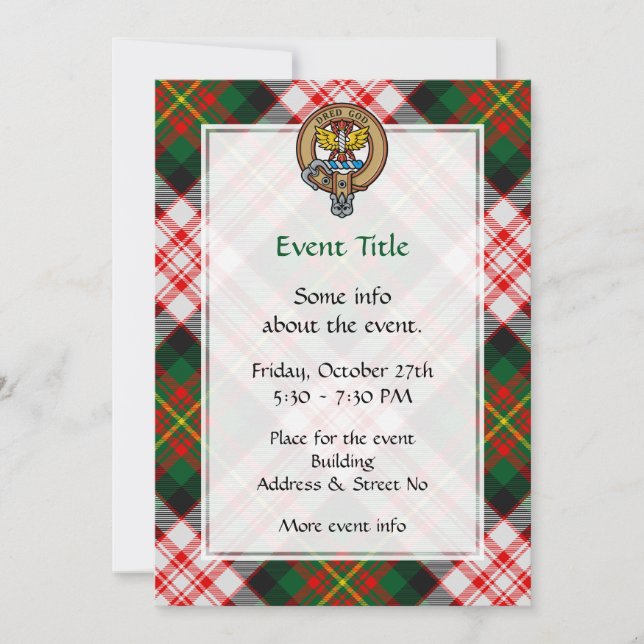 Invitación Clan Carnegie Escudo por Vestir Tartán (Anverso)