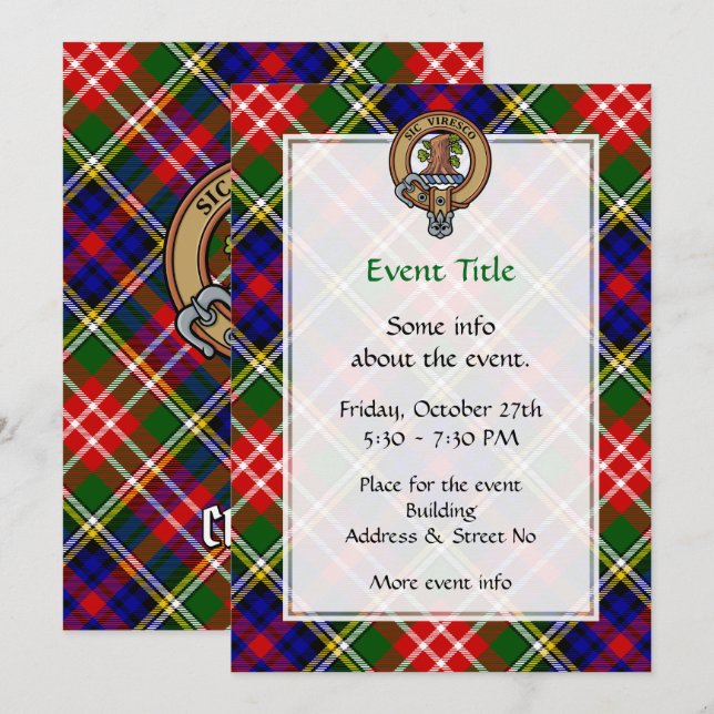 Invitación Clan Christie Crest over Tartan (Anverso / Reverso)