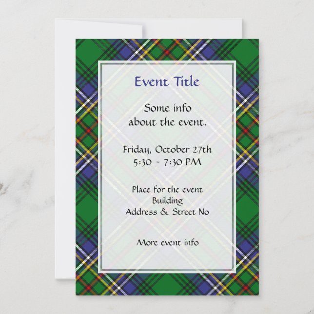 Invitación Clan Cockburn Tartan (Reverso)