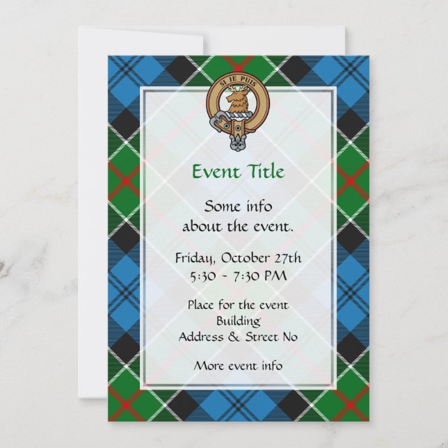 Invitación Clan Colquhoun Escudo sobre Tartán (Anverso)
