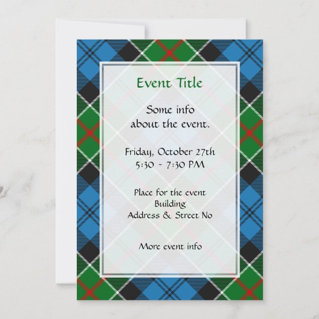 Invitación Clan Colquhoun Tartan (Reverso)