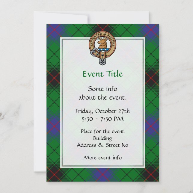 Invitación Clan Davidson Escudo sobre Tartán (Anverso)