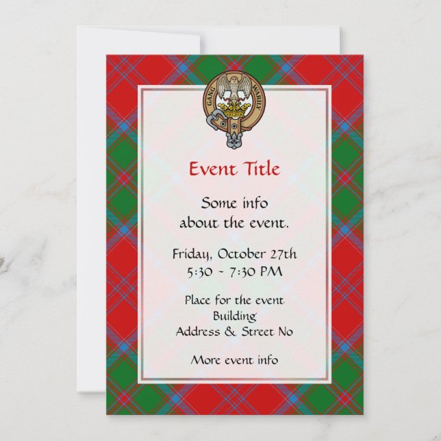 Invitación Clan Drummond Escudo sobre Tartán (Anverso)