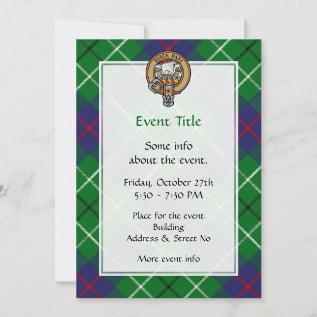 Invitación Clan Duncan Crest over Tartan (Anverso)