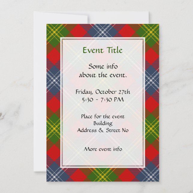 Invitación Clan Forrester Tartan (Reverso)