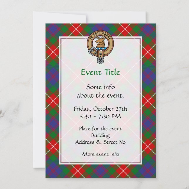 Invitación Clan Fraser de Lovat Escudo sobre Tartán (Anverso)