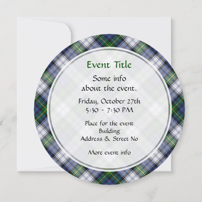 Invitación Clan Gordon Dress Tartan Invitation (Reverso)