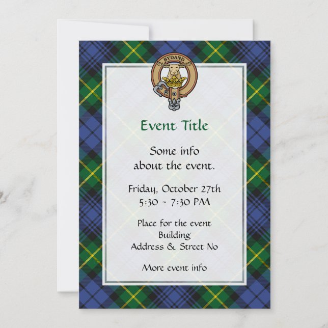 Invitación Clan Gordon Escudo sobre Tartán (Anverso)