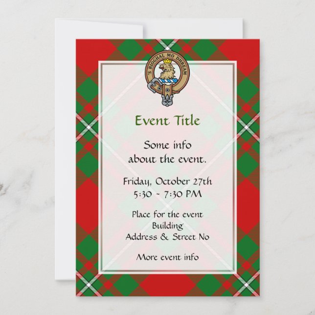 Invitación Clan Gregor Escudo sobre Tartán (Anverso)