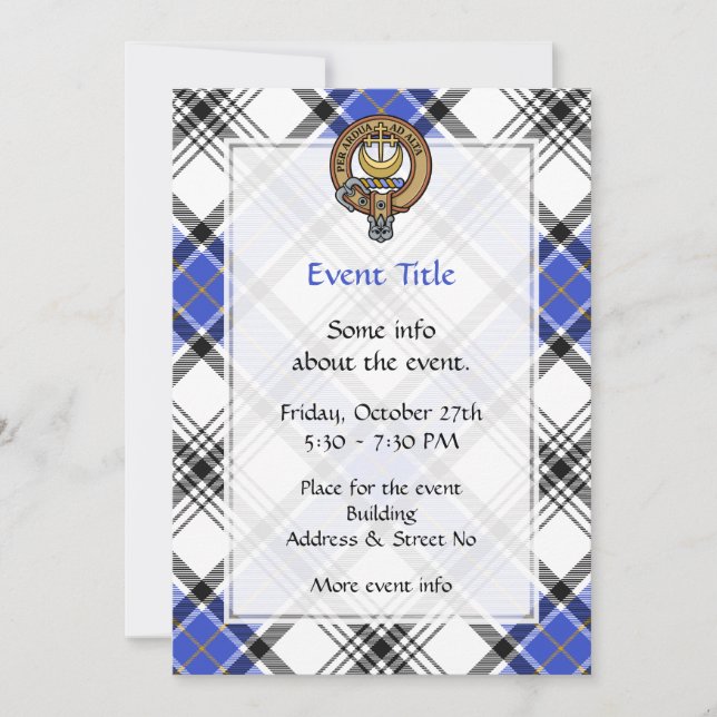 Invitación Clan Hannay Escudo sobre Tartán (Anverso)