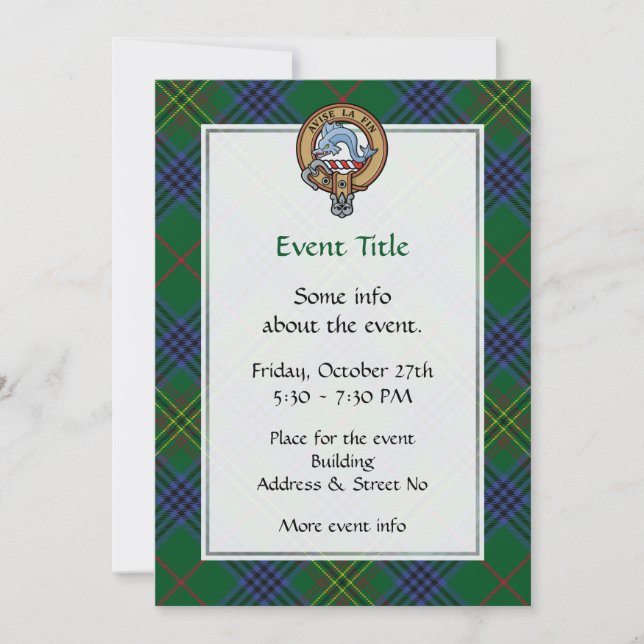 Invitación Clan Kennedy Escudo sobre Tartán (Anverso)