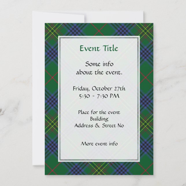 Invitación Clan Kennedy Tartan (Reverso)