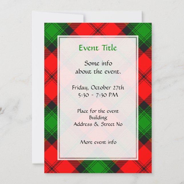 Invitación Clan Kerr Tartan (Reverso)