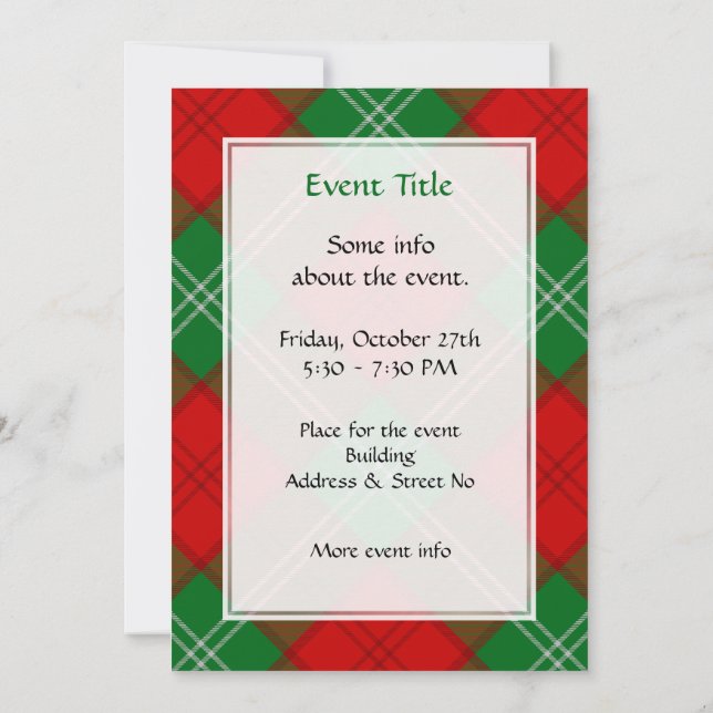Invitación Clan Lennox Tartan (Reverso)