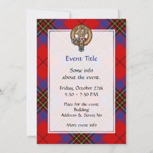 Invitación Clan Leslie Escudo sobre Red Tartán