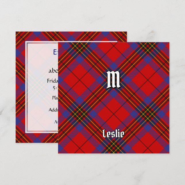Invitación Clan Leslie Red Tartan (Anverso / Reverso)