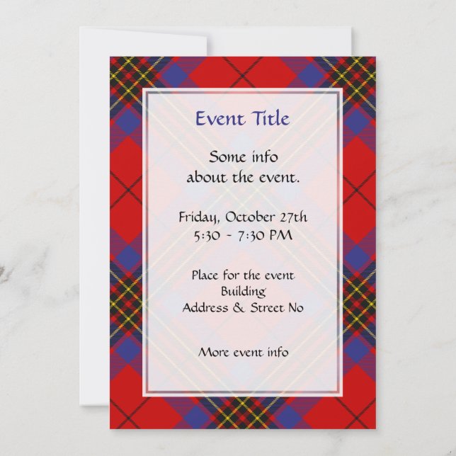 Invitación Clan Leslie Red Tartan (Reverso)