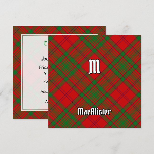 Invitación Clan MacAlister de Glenbarr Tartan (Anverso / Reverso)