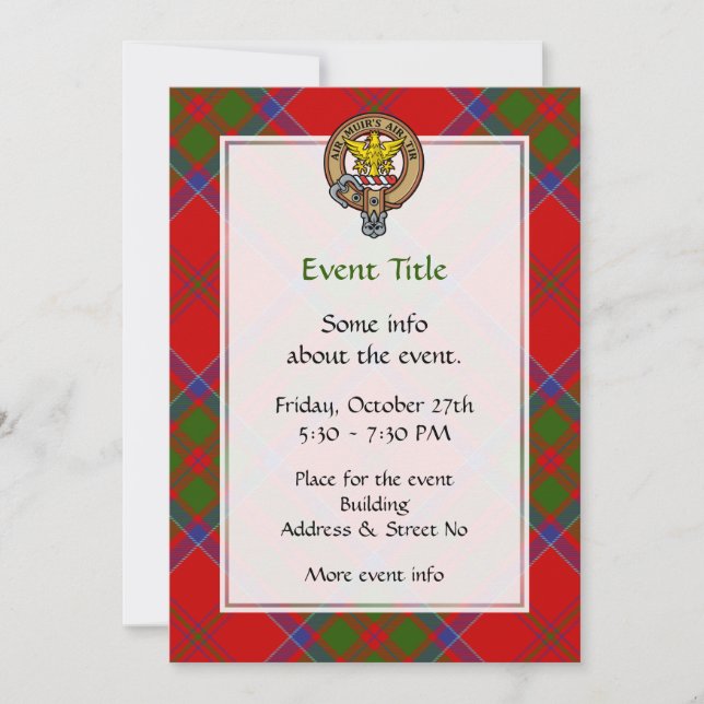 Invitación Clan MacDonald de Keppoch Escudo sobre Tartán (Anverso)