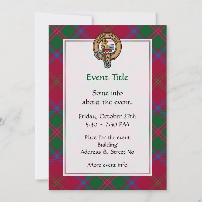 Invitación Clan MacDougall Escudo sobre Tartán (Anverso)