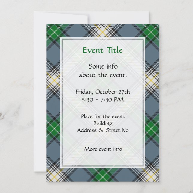 Invitación Clan MacDowall Tartan (Reverso)