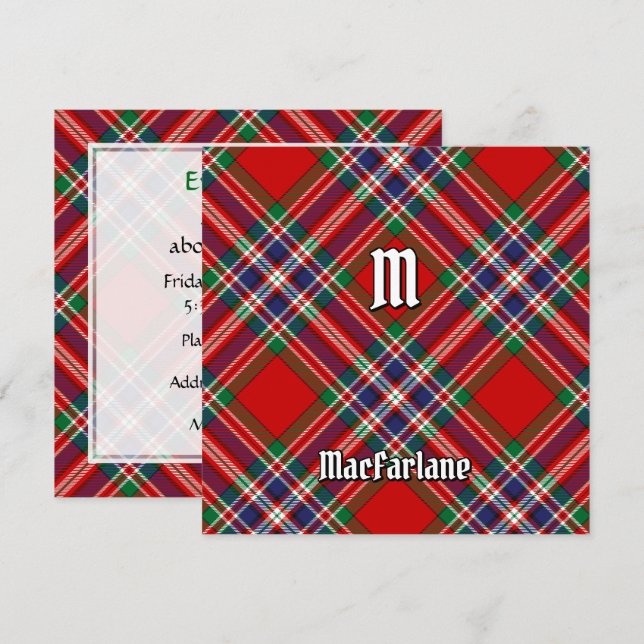 Invitación Clan MacFarlane Red Tartan (Anverso / Reverso)