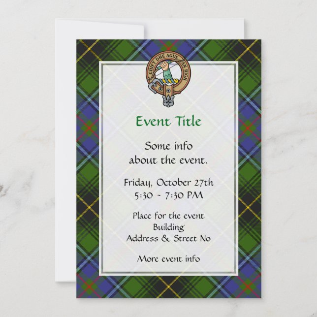 Invitación Clan MacInnes Escudo sobre Tartán (Anverso)