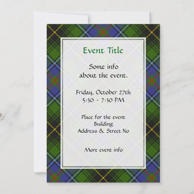 Invitación Clan MacInnes Tartan (Reverso)