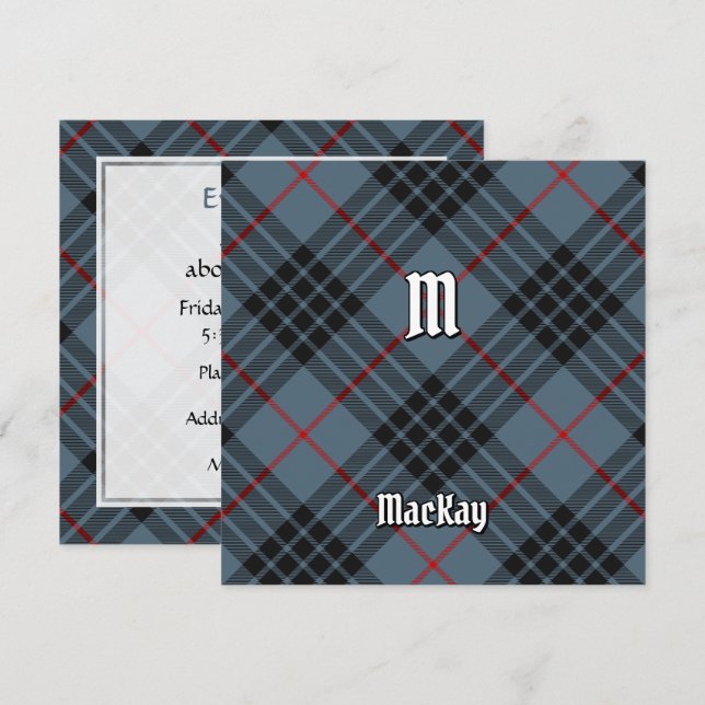 Invitación Clan MacKay Blue Tartan (Anverso / Reverso)