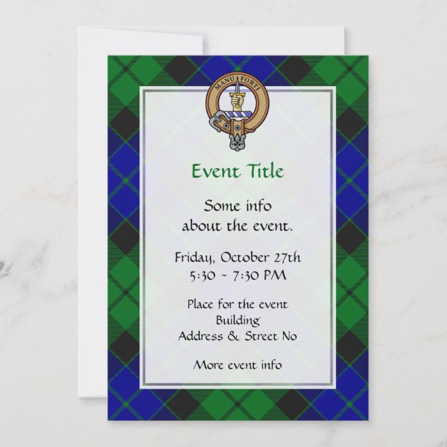Invitación Clan MacKay Escudo sobre Tartán (Anverso)