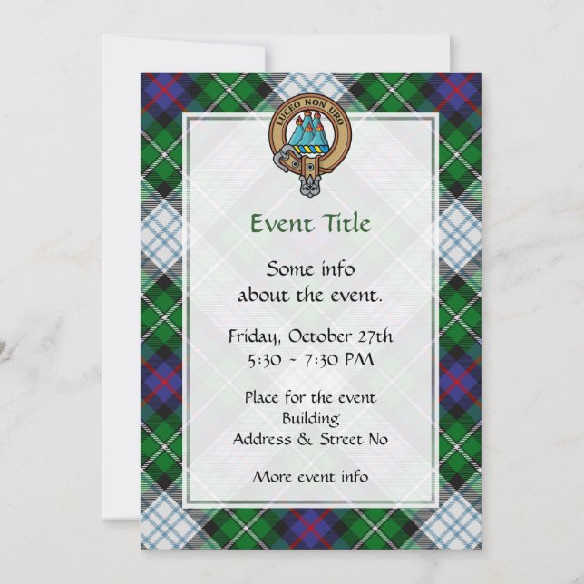 Invitación Clan MacKenzie Escudo sobre el vestido Tartán (Anverso)