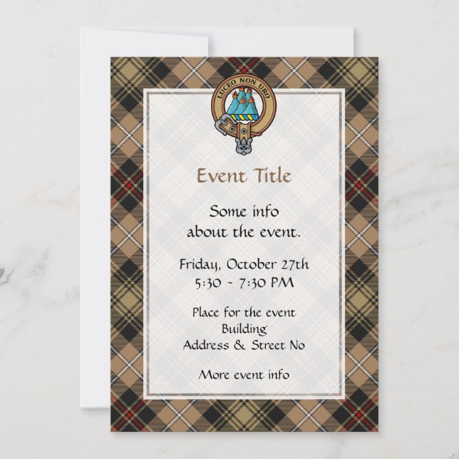 Invitación Clan MacKenzie Escudo sobre la caza de tartán (Anverso)
