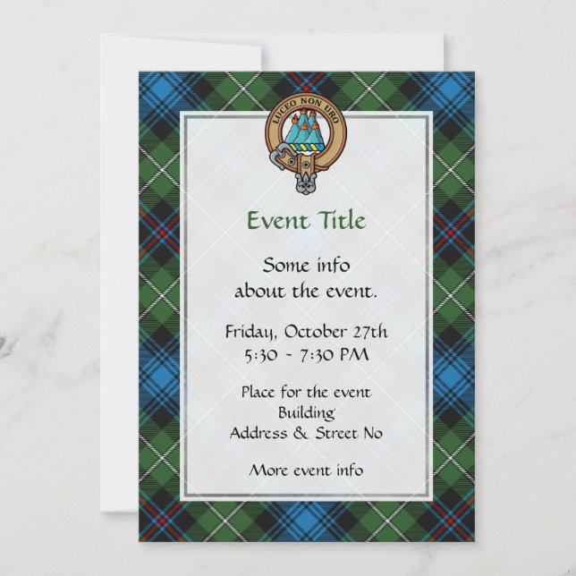 Invitación Clan MacKenzie Escudo sobre Tartán (Anverso)