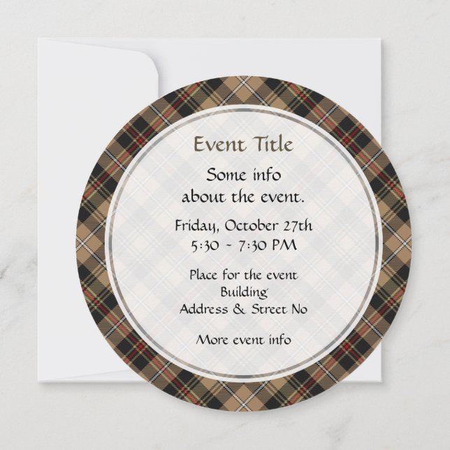 Invitación Clan MacKenzie Hunting Brown Tartan Invitation (Reverso)