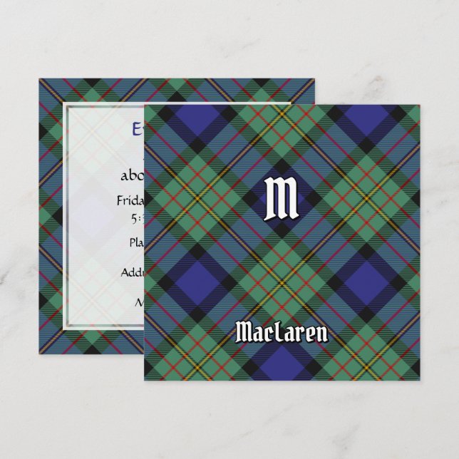 Invitación Clan MacLaren Tartan (Anverso / Reverso)