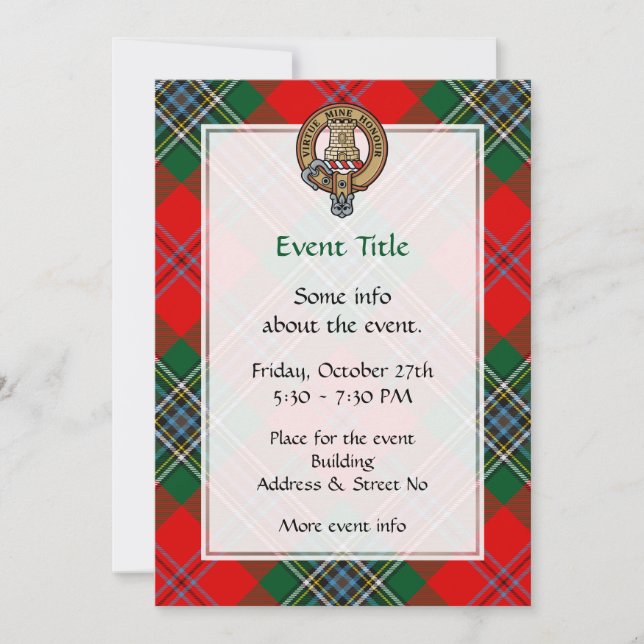 Invitación Clan MacLean Escudo sobre Tartán (Anverso)