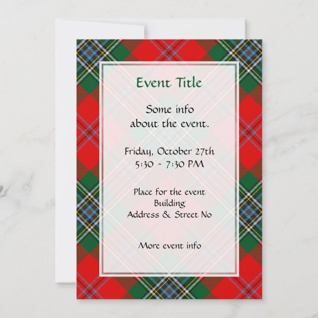 Invitación Clan MacLean Tartan (Reverso)