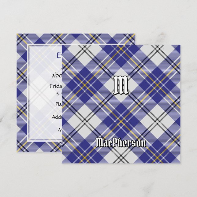 Invitación Clan MacPherson Blue Dress Tartán (Anverso / Reverso)