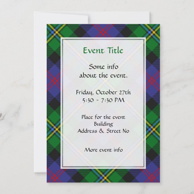 Invitación Clan Malcolm Tartan (Reverso)