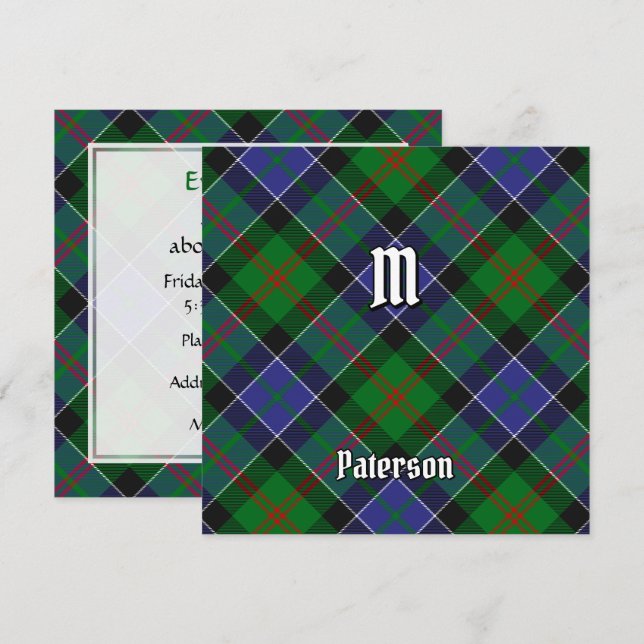 Invitación Clan Paterson Tartan (Anverso / Reverso)