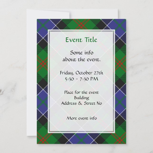 Invitación Clan Paterson Tartan (Reverso)