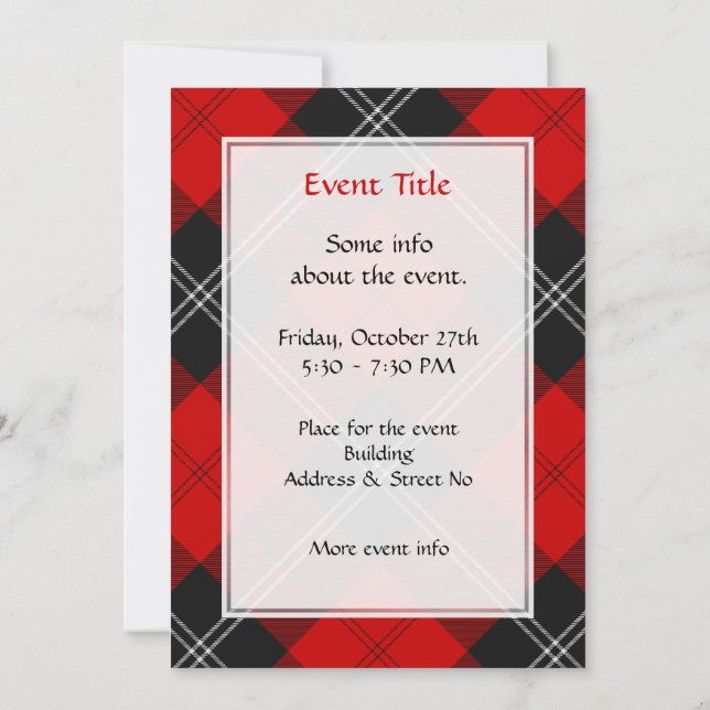 Invitación Clan Ramsay Red Tartan (Reverso)