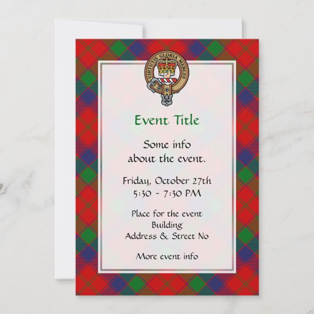 Invitación Clan Robertson Escudo sobre Tartán (Anverso)