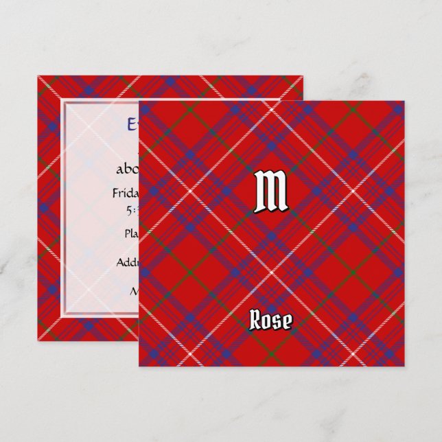 Invitación Clan Rosa Tartan (Anverso / Reverso)